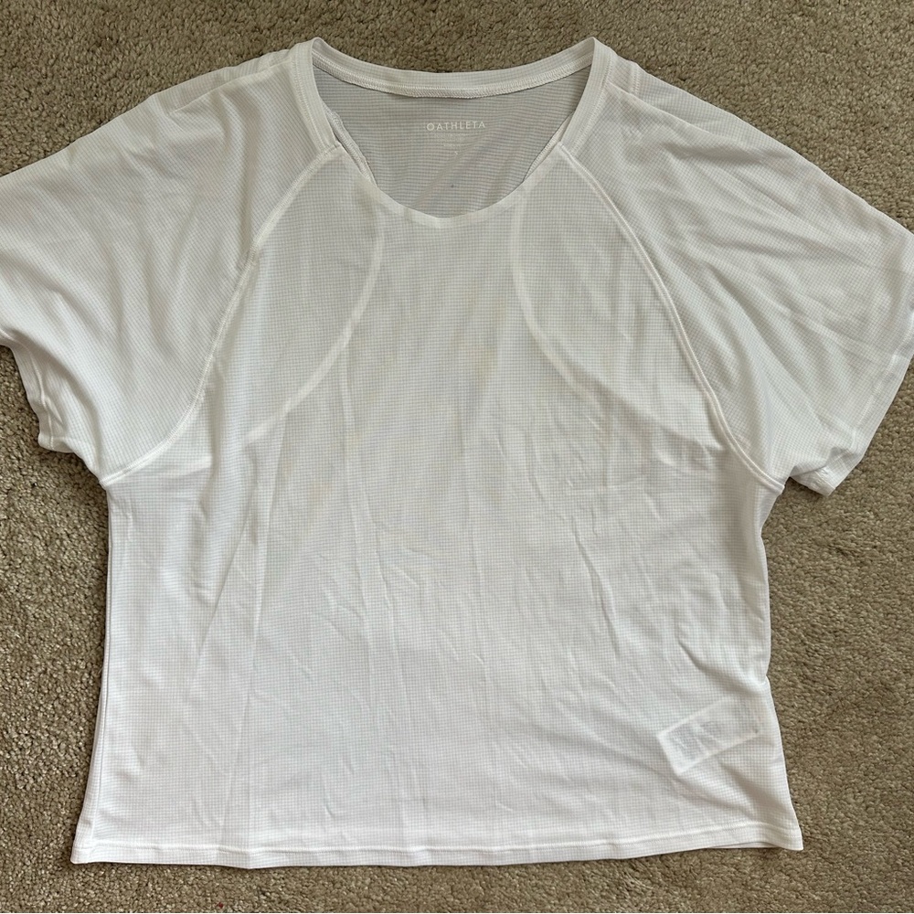 Athleta Grid Knit Tee White Size Small
